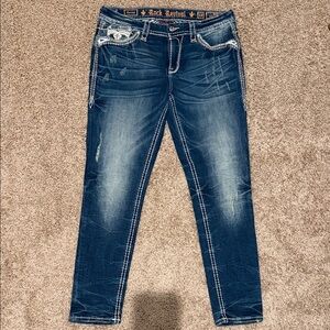 Rock Revival Dark Blue Denim with White Stitching-DARCY
